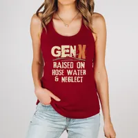 Gen X Raised on Hose Water and Neglect Women's T-Shirt – Racerback Tank, Red, 2X-Large