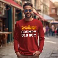 Warning Grumpy Old Guy Long Sleeve T-Shirt – Red, Medium