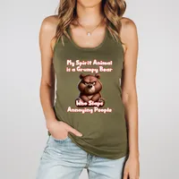 My Spirit Animal is a Grumpy Bear Women's T-Shirt – Racerback Tank, Military Green, 2X-Large