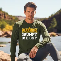 Warning Grumpy Old Guy Long Sleeve T-Shirt – Military Green, X-Large