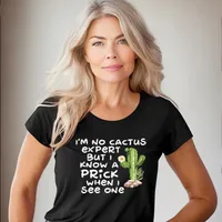 I'm No Cactus Expert Women's T-Shirt – Women's Fitted Tee, Black, 2X-Large