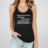 Before We Work on Artificial Intelligence Women's T-Shirt – Racerback Tank, Black, Medium