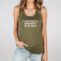 I'm Married to a Grumpy Old Guy Women's T-Shirt – Racerback Tank, Military Green, 2X-Large