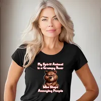 My Spirit Animal is a Grumpy Bear Women's T-Shirt – Women's Fitted Tee, Black, 2X-Large
