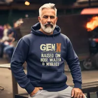 Gen X Raised on Hose Water and Neglect Sweatshirts – Hoodie, Navy, Small