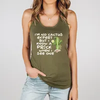 I'm No Cactus Expert Women's T-Shirt – Racerback Tank, Military Green, 2X-Large