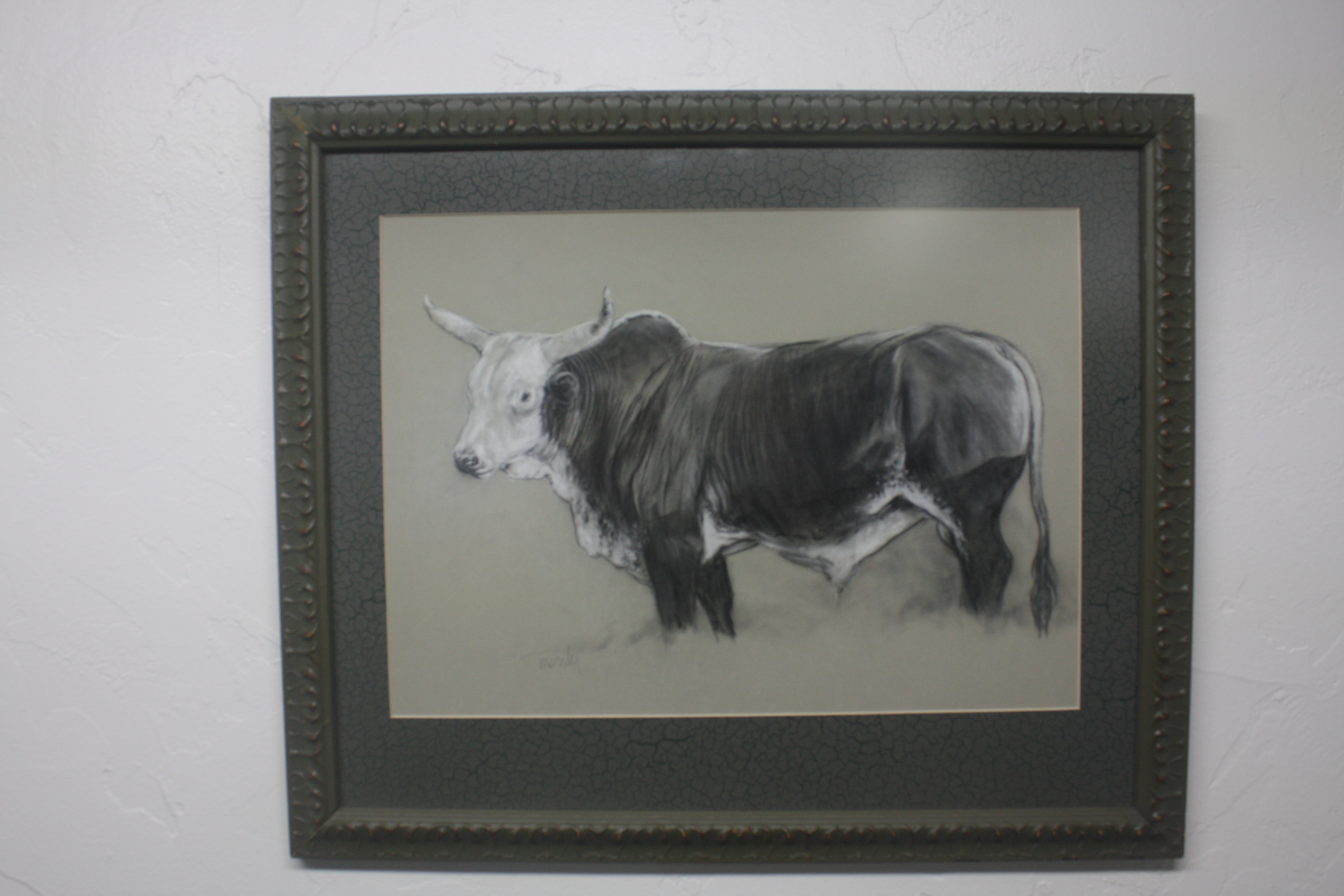 Framed longhorn bull artwork Monty Graham – Image 1
