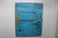 Large Blue Abstract Canvas Art Local Art – Image 1