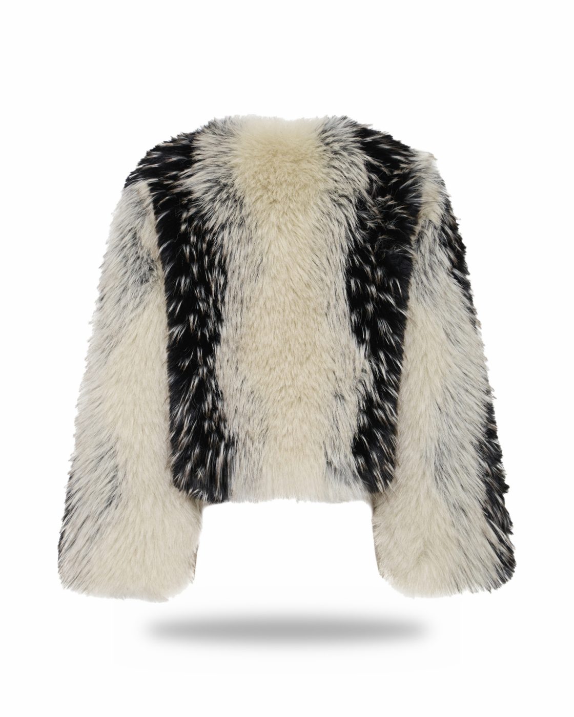 ICHI Fellimitat-Jacke Flaxa in Creme und Schwarz – Image 2