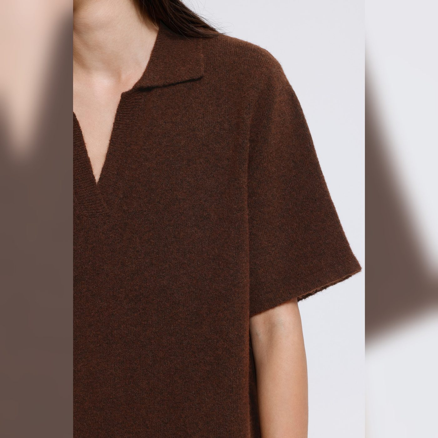 ICHI Strickkleid Dasila Polokragen Braun – Bild 7