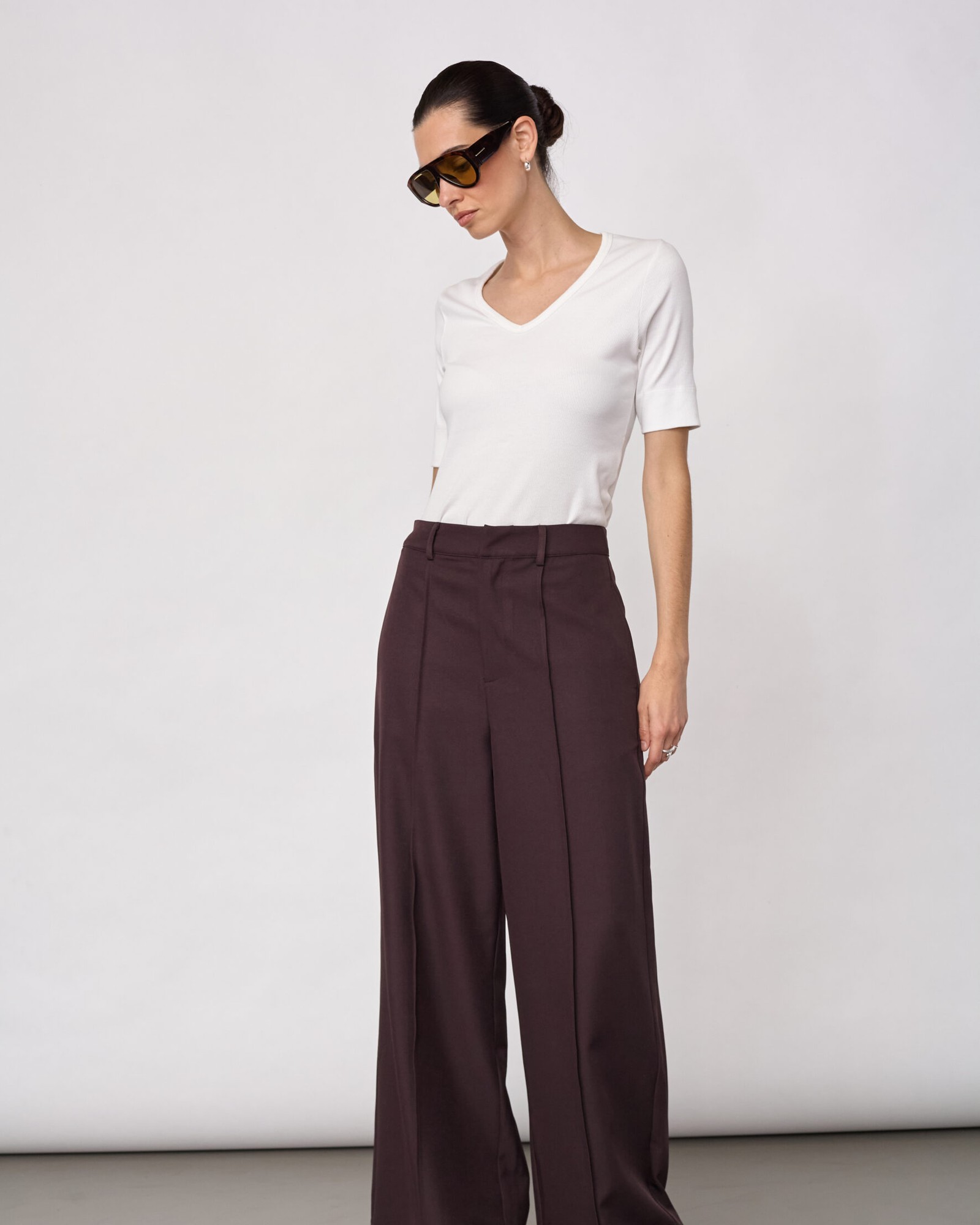 CoCouture Hose Luna Bundfalte weit Bison – Image 5