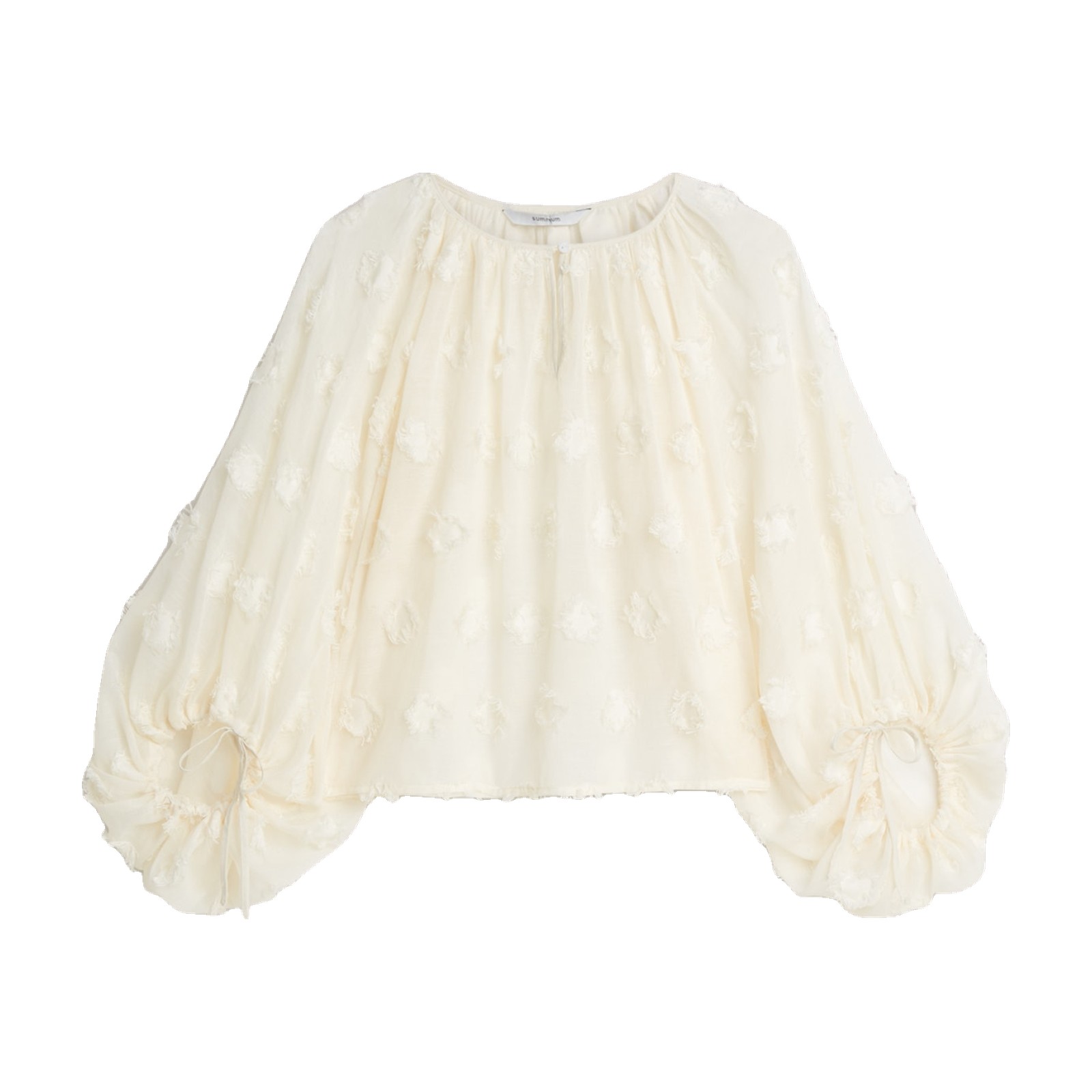 Summum Damenbluse Creme 2s3408 - semi-transparent mit Punktchen-Struktur – Image 1