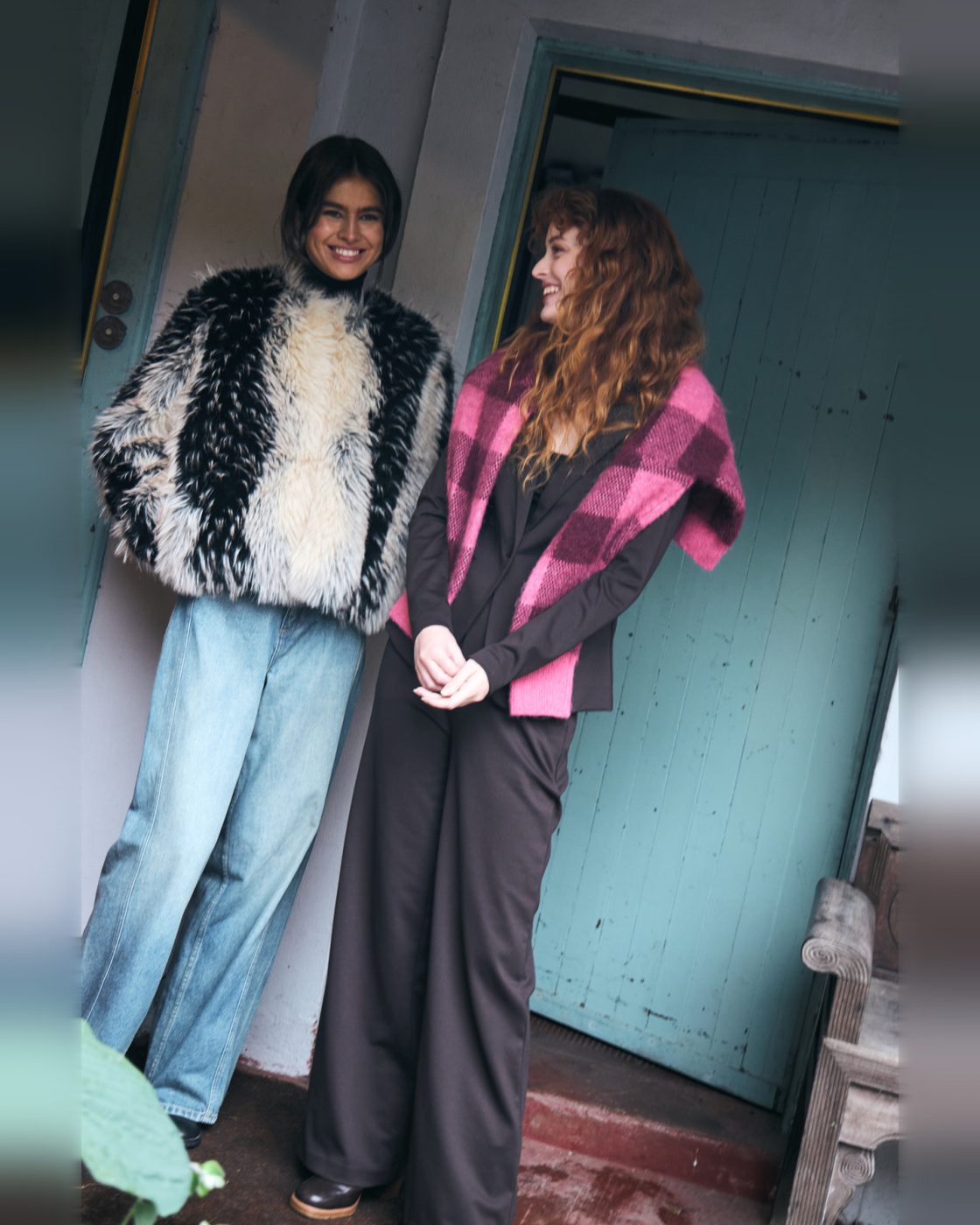 ICHI Fellimitat-Jacke Flaxa in Creme und Schwarz – Image 9