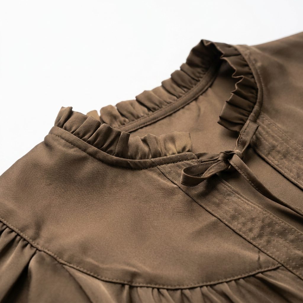 Sofie Schnoor CARMEN Bluse Schoko-Braun - Satin-Bluse mit Puffarmel – Image 3