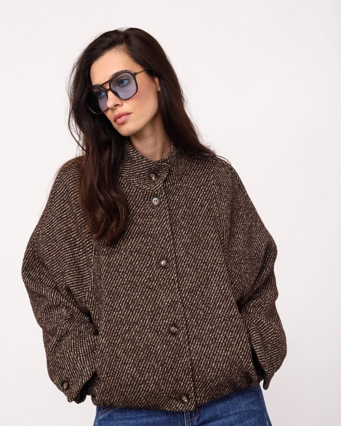 CoCouture Jacke Sacha Ballonform Dunkelbraun – Image 3