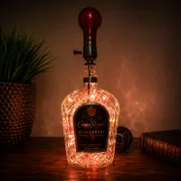 Crown Royal Blackberry Bottle Lamp – Handcrafted Whiskey Décor – Light, Orange