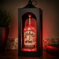 Holladay Bourbon Bottle Light – Handcrafted Rustic Whiskey Décor – Red