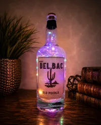 Del Bac Whiskey Bottle Light – Handcrafted Rustic Décor – Image 1