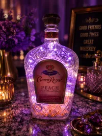 Crown Royal Peach Fairy Light Bottle Home Décor – Orange Crystals