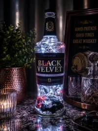 Black Velvet Fairy Light Bottle Home Décor – Image 1