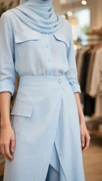 The Skyline Wrap Co-ord Set-Light Blue – Image 3