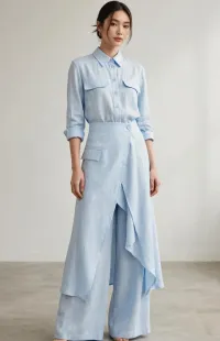 The Skyline Wrap Co-ord Set-Light Blue – Image 2