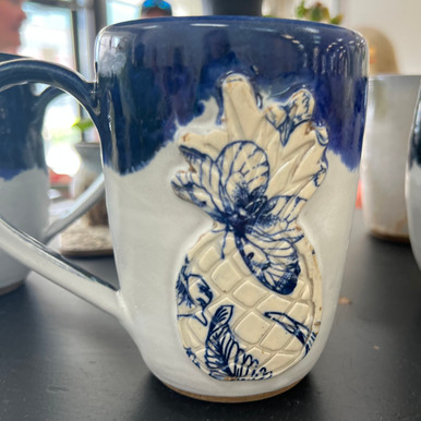 Blue & White Pineapple Mug by Alabama Vitrified - Exclusive to Pine Apple Mercantile Company – Image 2