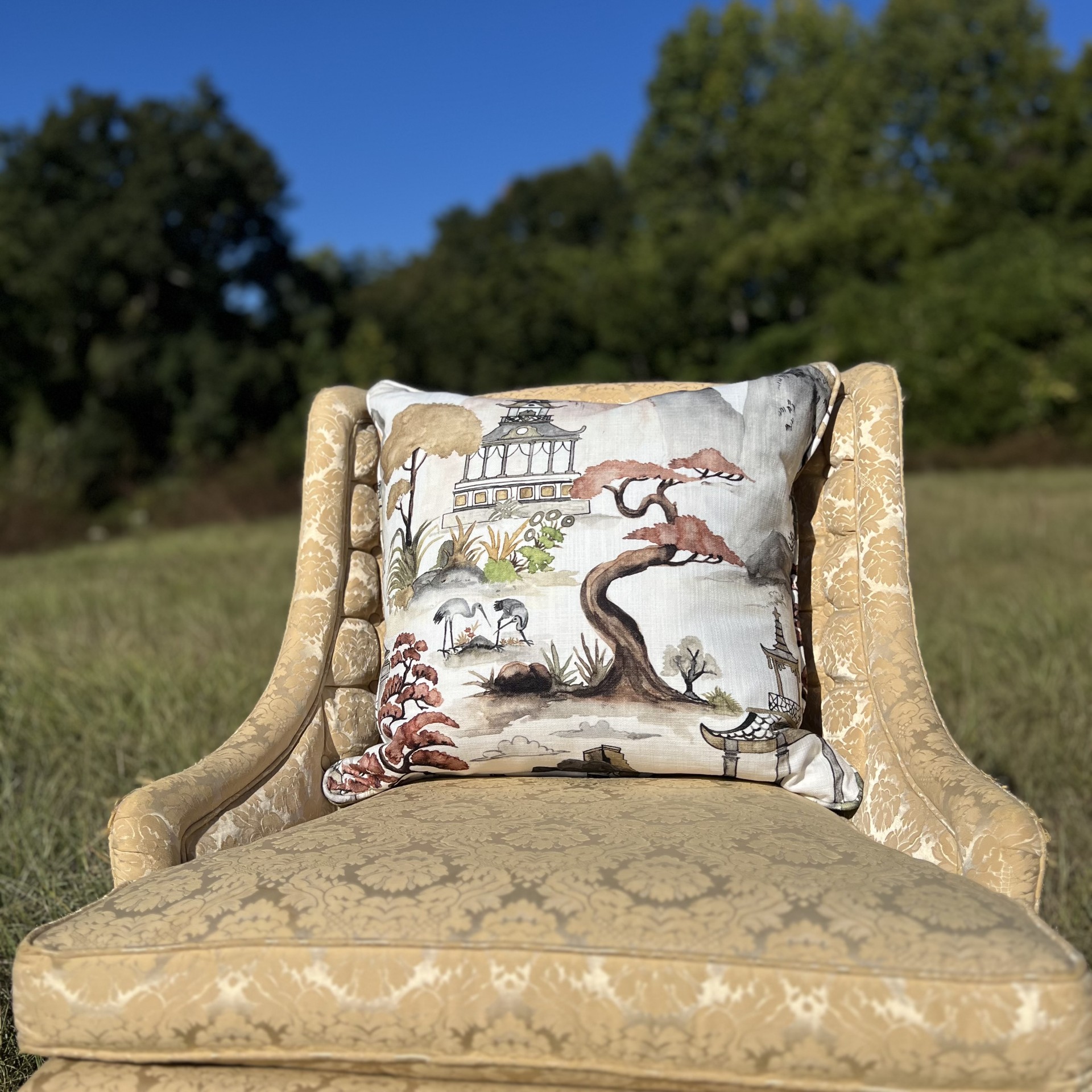The Pine Apple House Nikko Antique Chinoiserie Pillow | The Pine Apple House | 22" – Image 3
