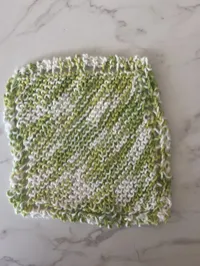 Ms. Mary Ann's Dish Cloth "Made with Love" – Multi Green and White
