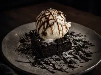 Warm Chocolate Fudge Brownie & Vanilla Ice Cream – Image 1