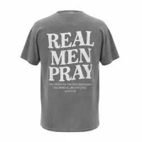 Real Men Pray graphic Tee – S, Mineral Gray