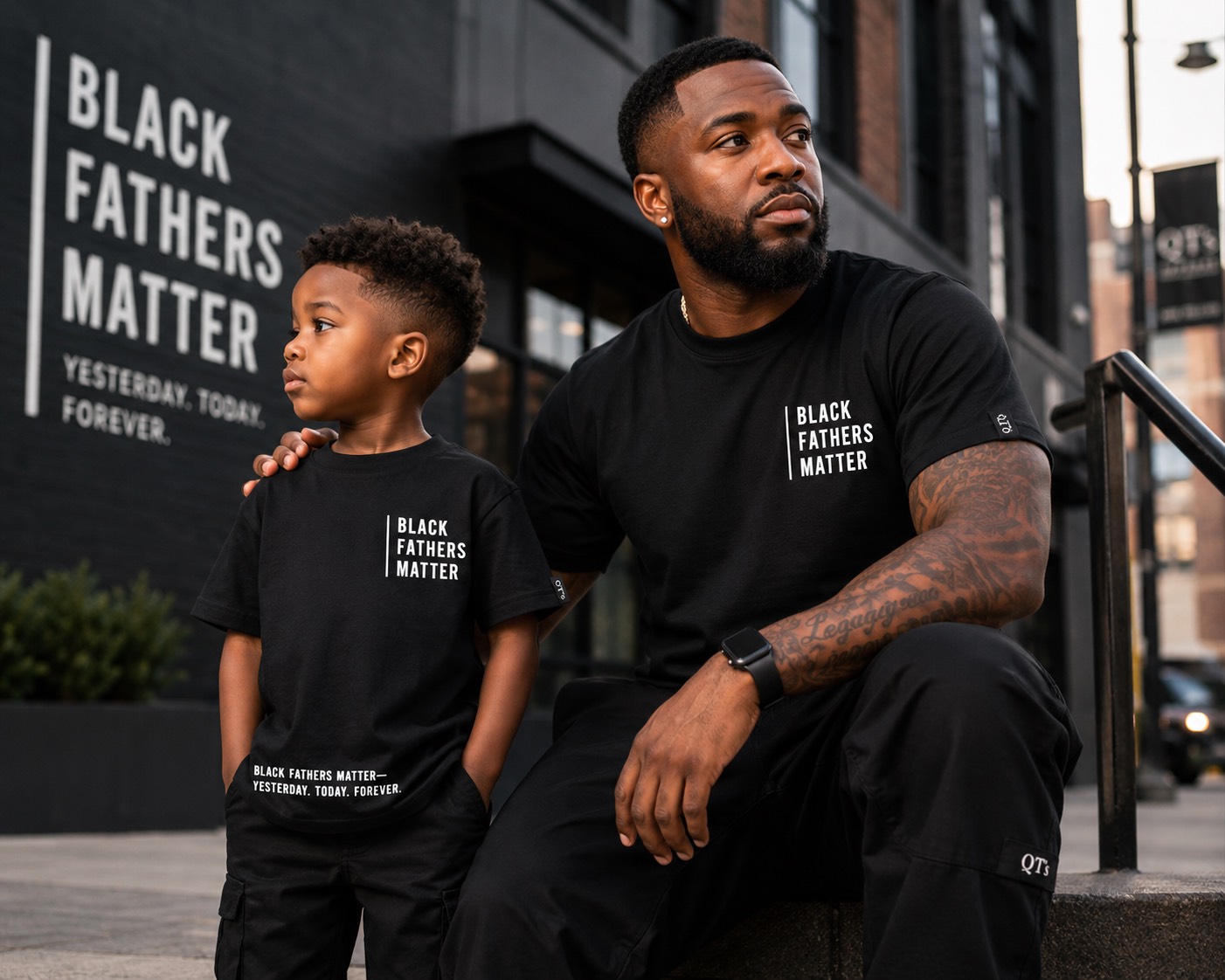 Black Fathers Matter – Yesterday. Today. Forever. Tee (Black) – Image 3