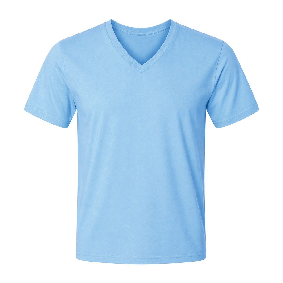 V-Neck T-Shirt – 6 Count Wholesale Pack – Sky Blue, Medium