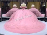 Pink Off Shoulder Quinceanera Dress – Image 9