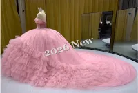 Pink Off Shoulder Quinceanera Dress – Image 2
