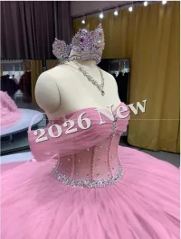 Pink Off Shoulder Quinceanera Dress – Image 3