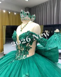 Green Off Shoulder Dress – Image 1