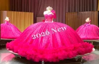 Long Train Fuchsia Dress – Image 2
