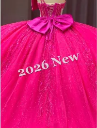 Long Train Fuchsia Dress – Image 5