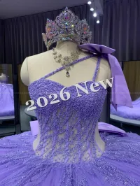 Long Train Purple Dress – Image 1
