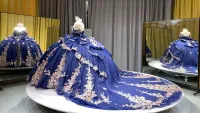 Blue Off Shoulder Dress – Image 4