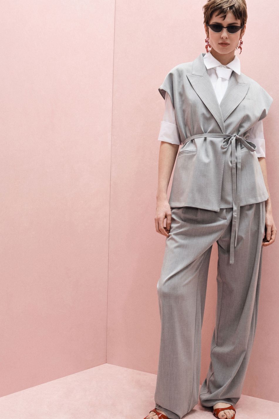 PALAZZO SET HIGH-WAIST WITH FRONT PLEATS AND CLOSURE – Image 1