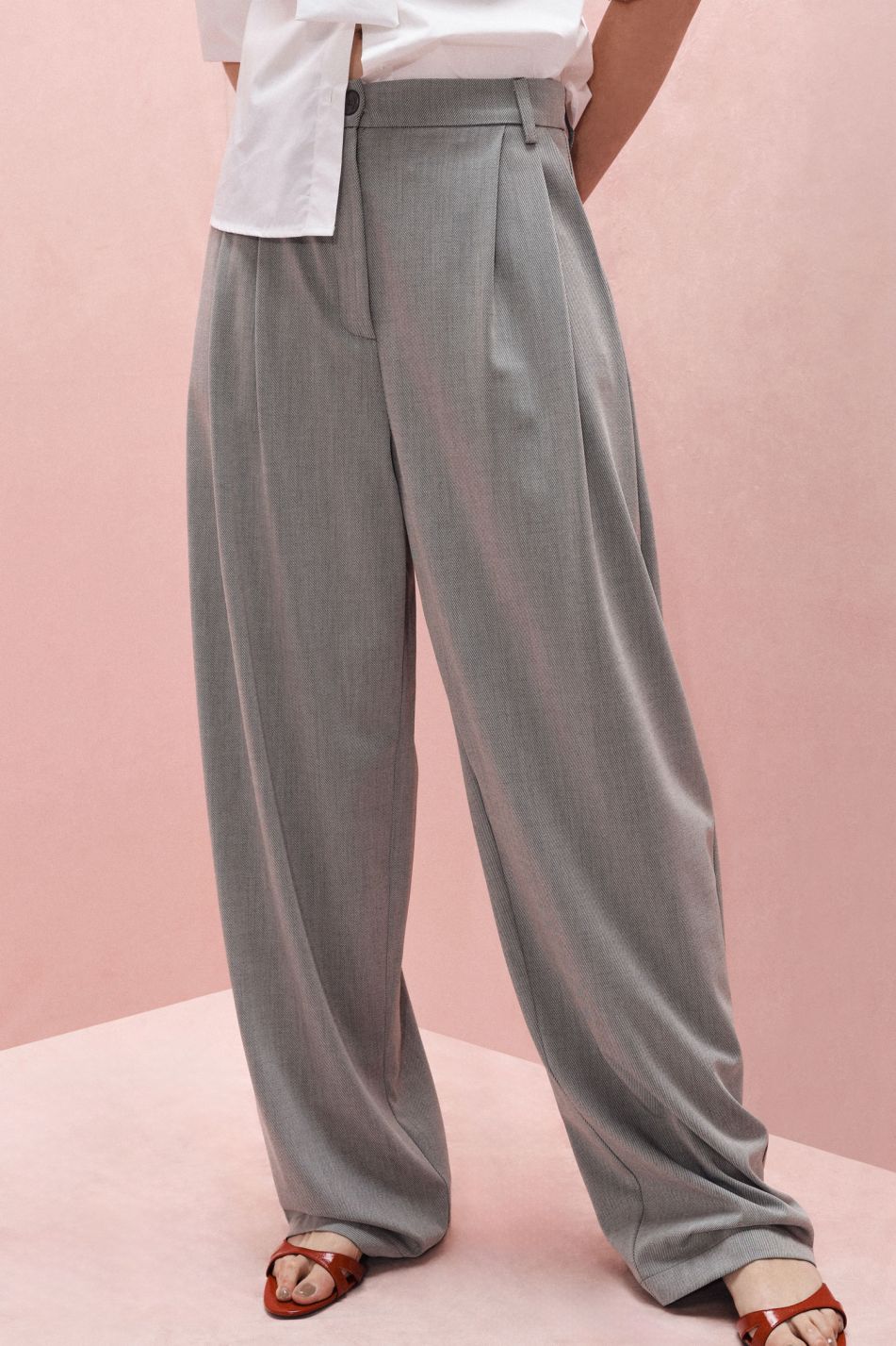PALAZZO SET HIGH-WAIST WITH FRONT PLEATS AND CLOSURE – Image 3