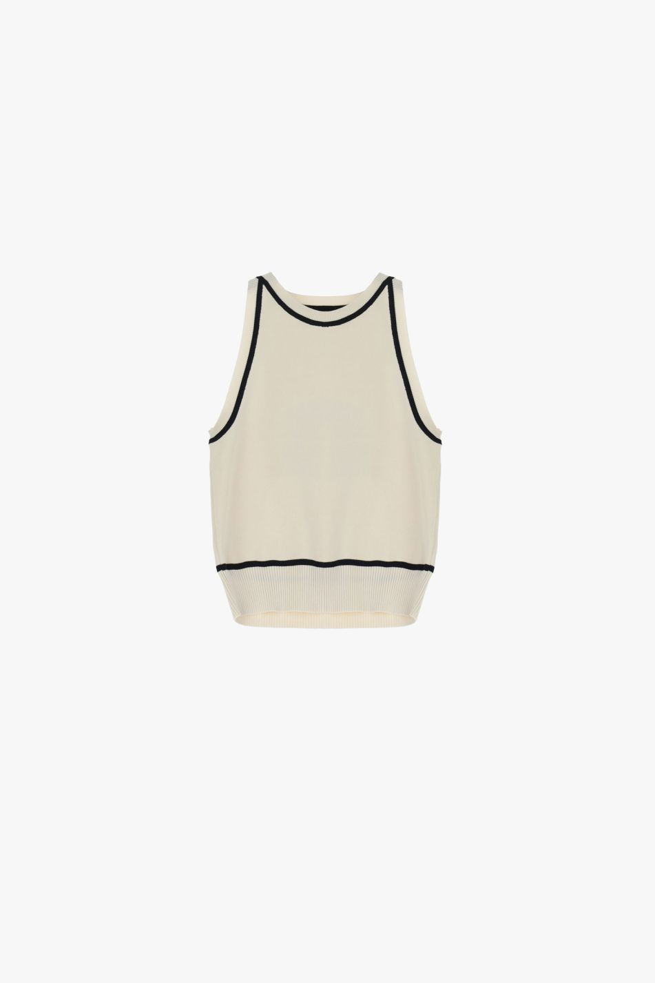 SLEEVELESS TOP ROUND NECKLINE CONTRAST TRIM – Image 5