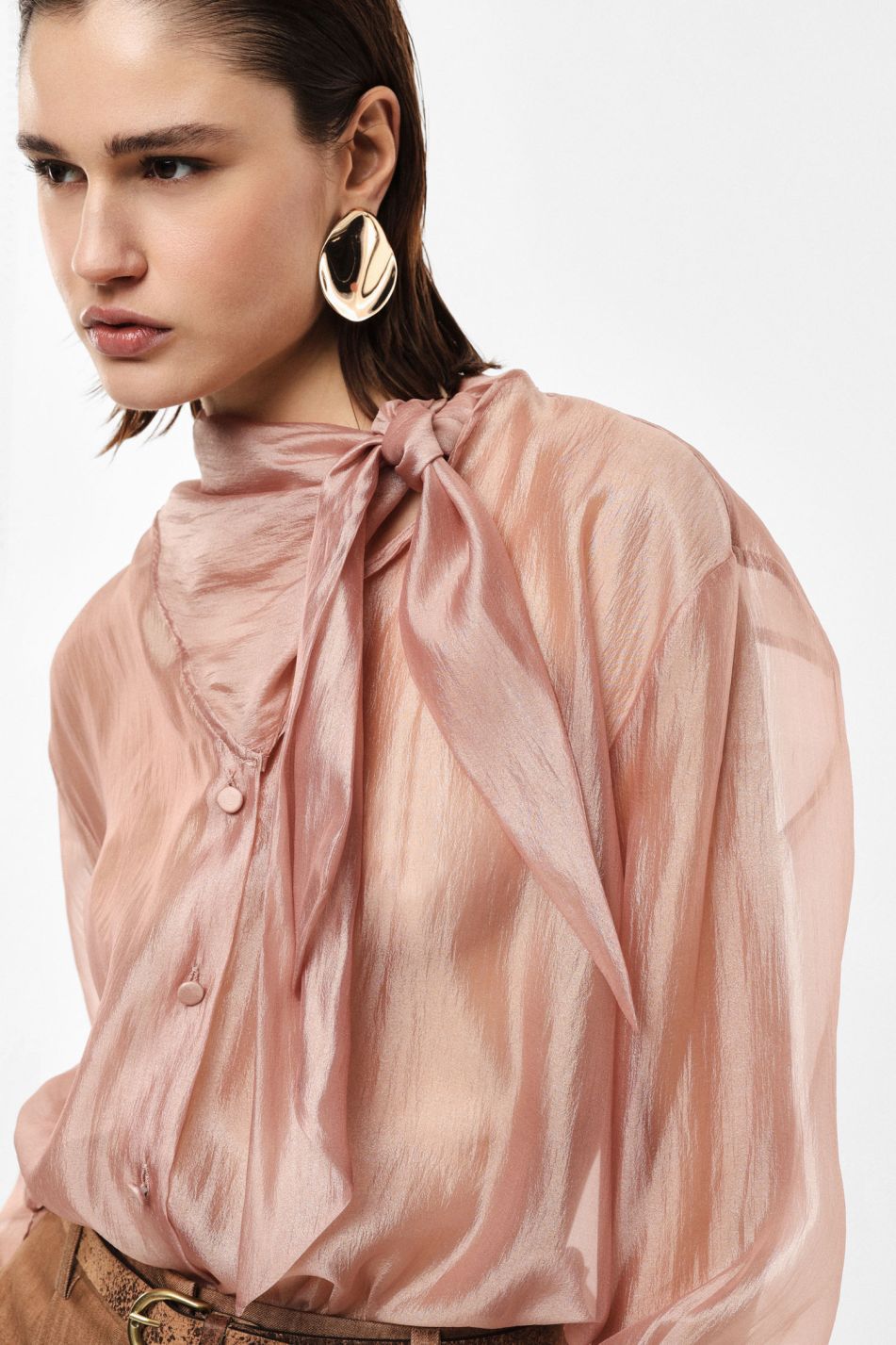SHIRT SHEER WITH LONG SLEEVES AND TIE DETAIL – Image 3