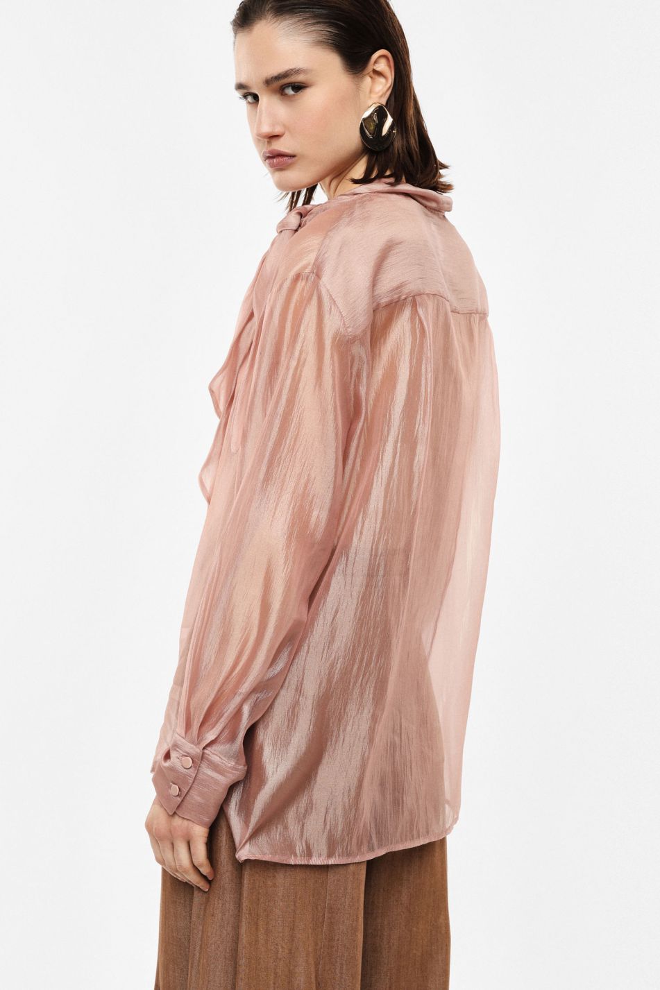SHIRT SHEER WITH LONG SLEEVES AND TIE DETAIL – Image 2