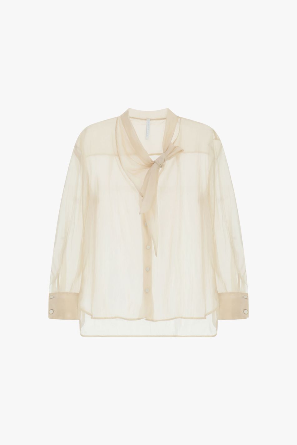 SHIRT SHEER WITH LONG SLEEVES AND TIE DETAIL – S, Light Yellow