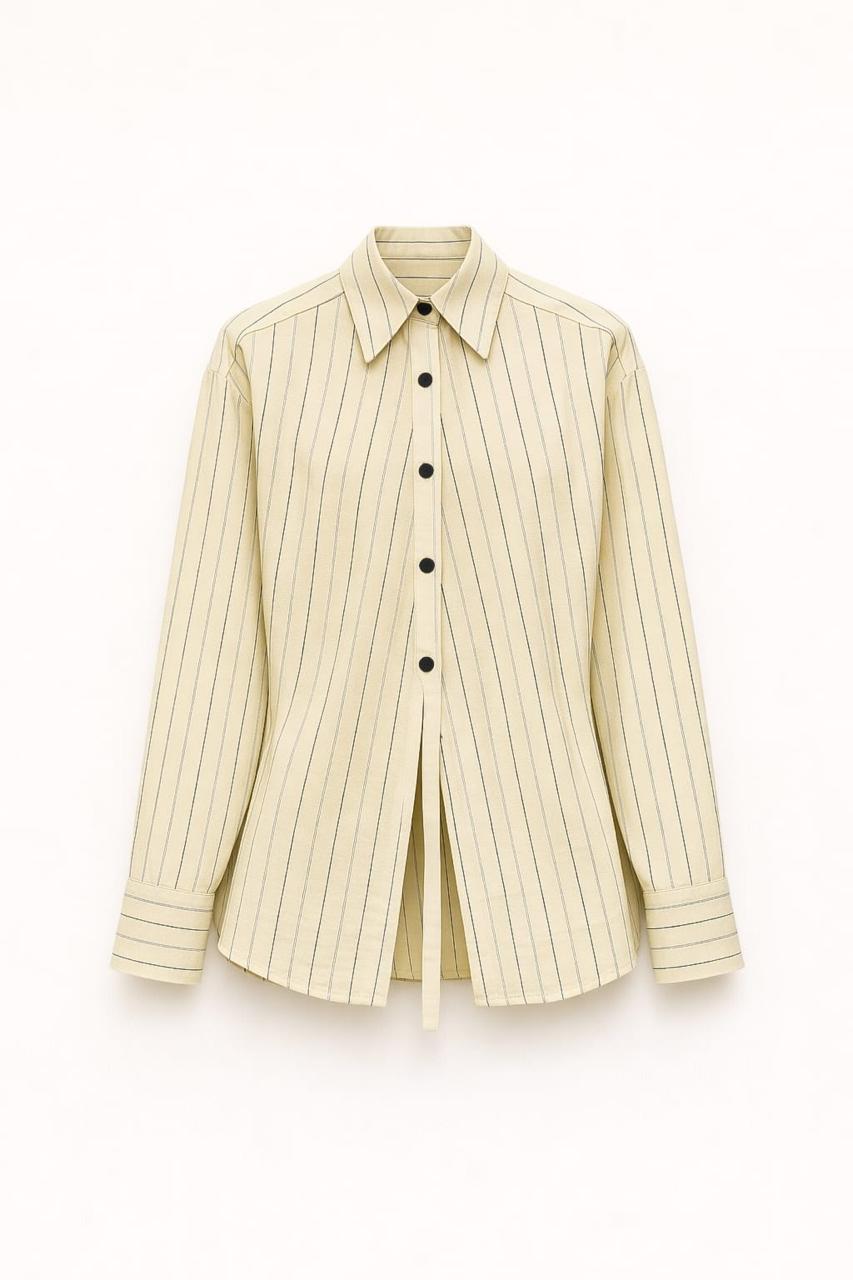 LONG-SLEEVED SHIRT WITH THIN VERTICAL STRIPES – Image 4