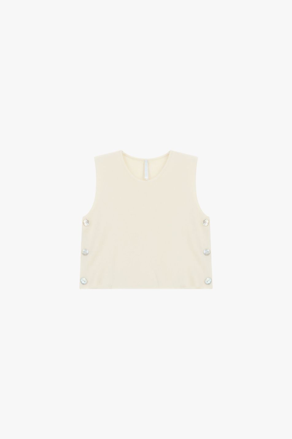 SLEEVELESS TOP WITH SIDE BUTTONS BEIGE – Image 5