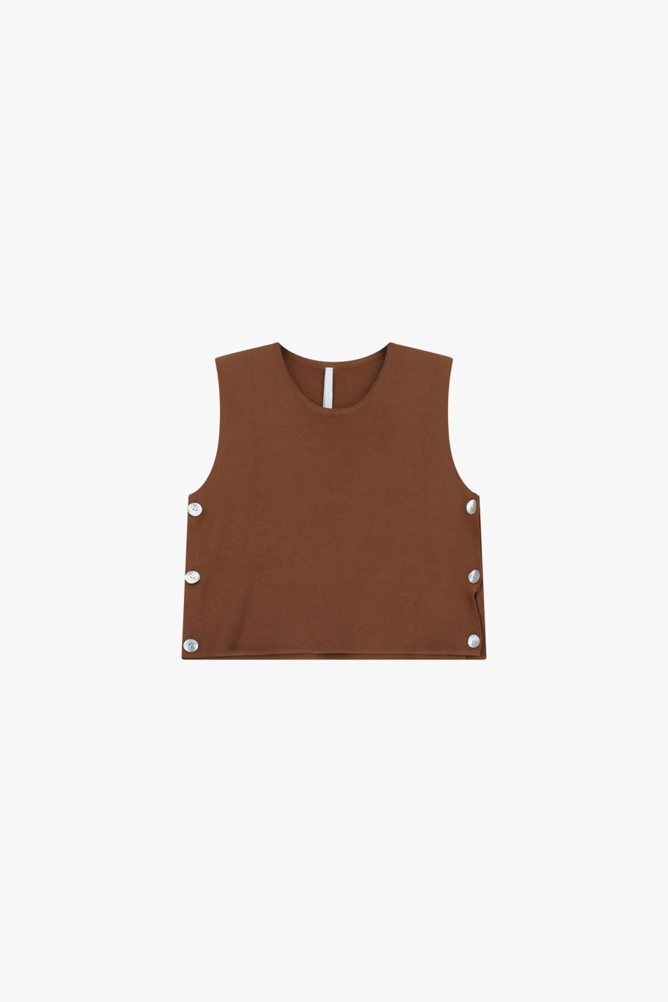 SLEEVELESS TOP WITH SIDE BUTTONS COCAO – Image 4